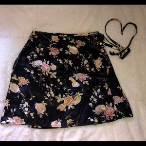 Silky side wrap skirt